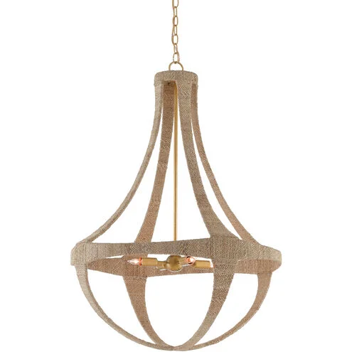 Currey & Company 9000-0385 Ibiza 4 Light 28 inch Natural/Dark Contemporary Gold Leaf Chandelier Ceiling Light